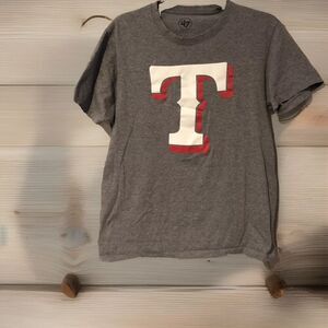 '47 Brand Texas Rangers T-Shirt Mens M Gray MLB Baseball Team Logo Cotton
